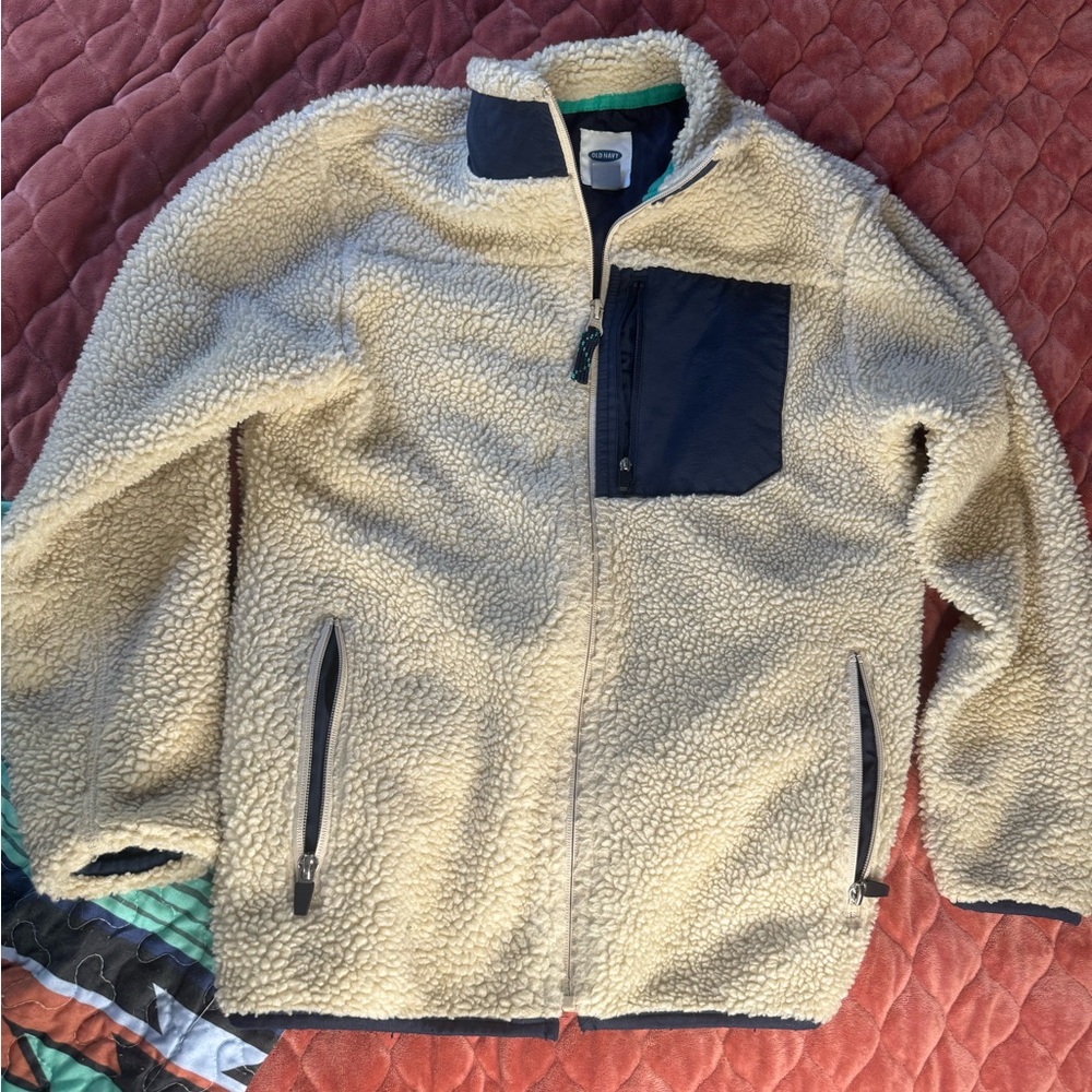 Womens Cream and Black Sherpa Jacket